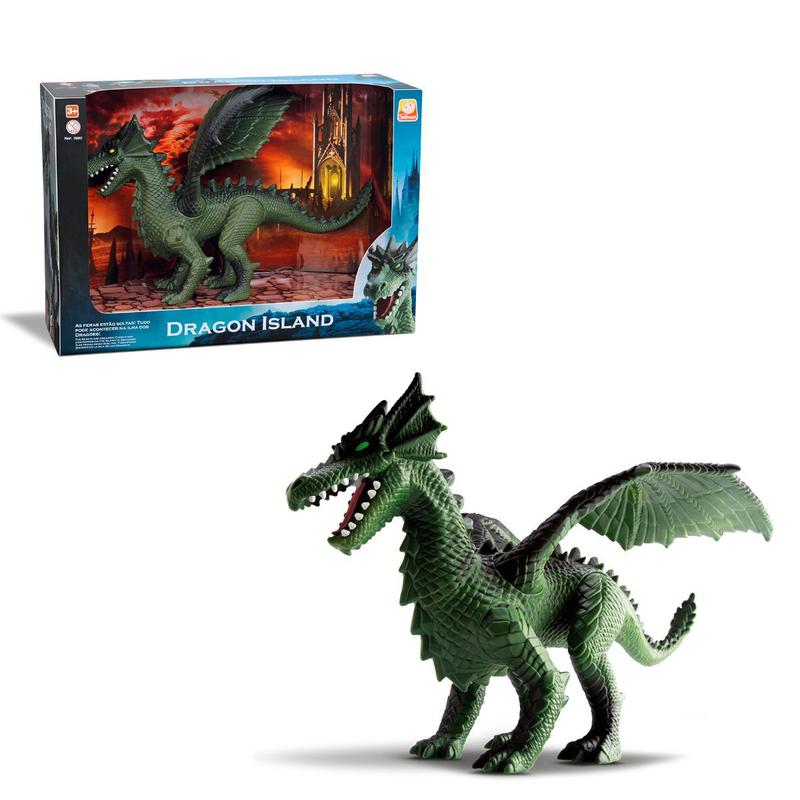 Dragão de Brinquedo Dragon Island Articulado Vinil Atóxico